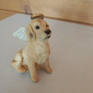 Vintage 1996 Stone Critters Golden Retriever Angel‎ Figurine Winged 3"